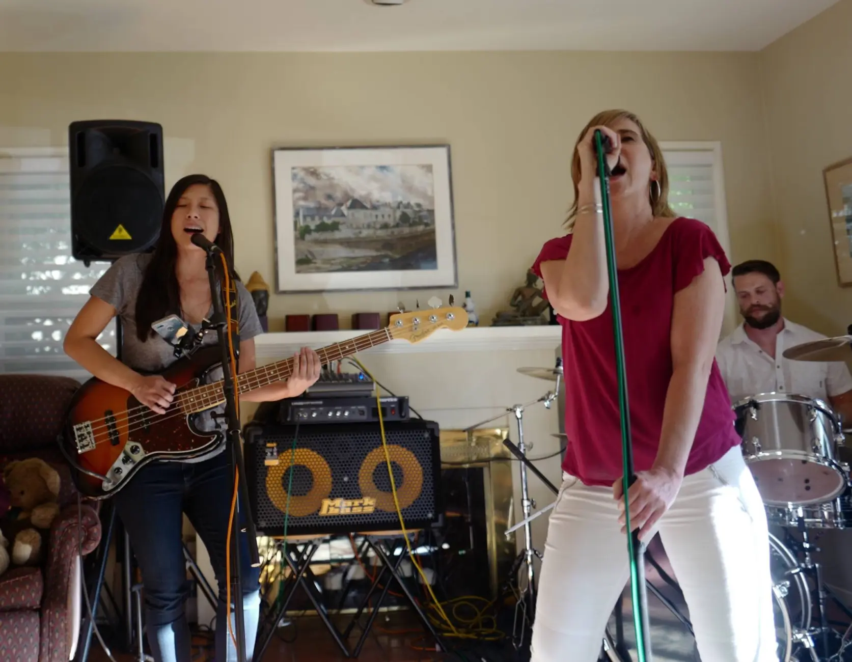 Jen Lam playing bass