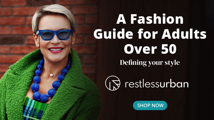RestlessUrban banner promoting the marketplace and fashion review guide for adults over 50.