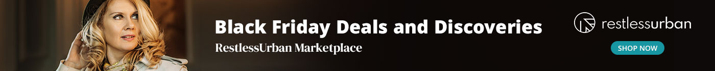RestlessUrban banner promoting online shopping and Black Friday shopping deals and collection adults over 50.