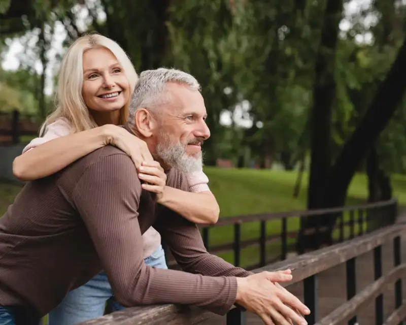 middle aged couple spending time outside