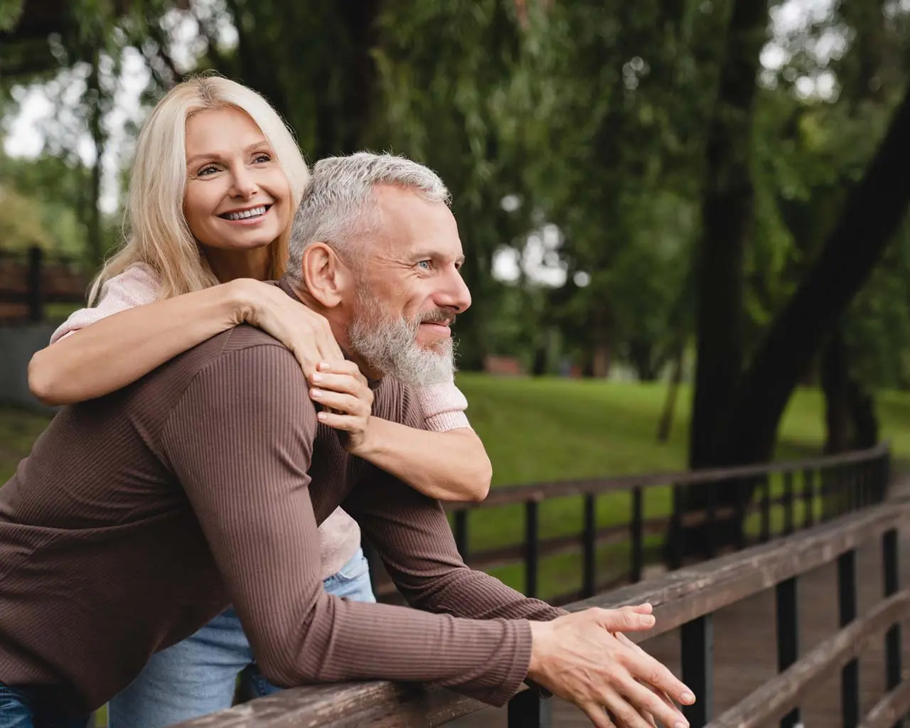 middle aged couple spending time outside