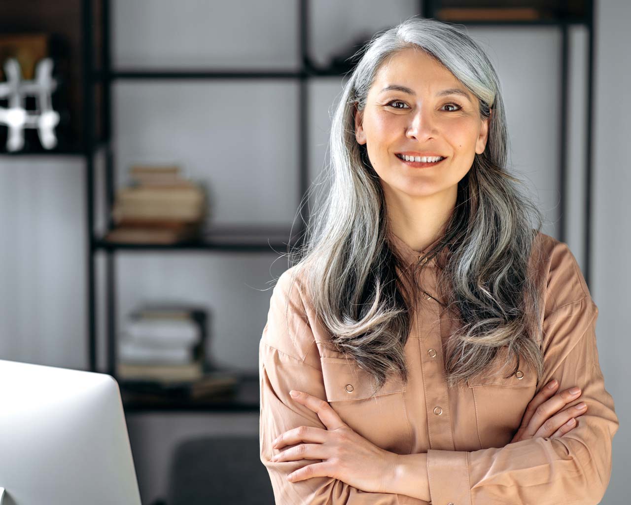 gray haired woman